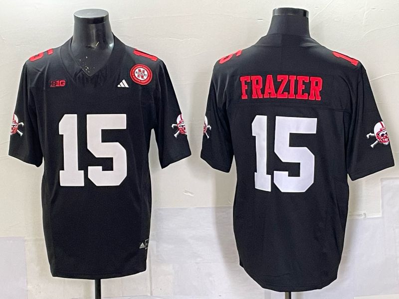 Men Nebraska Cornhuskers 15 Frazier black 2025 Vapor Limited NCAA Jersey 011